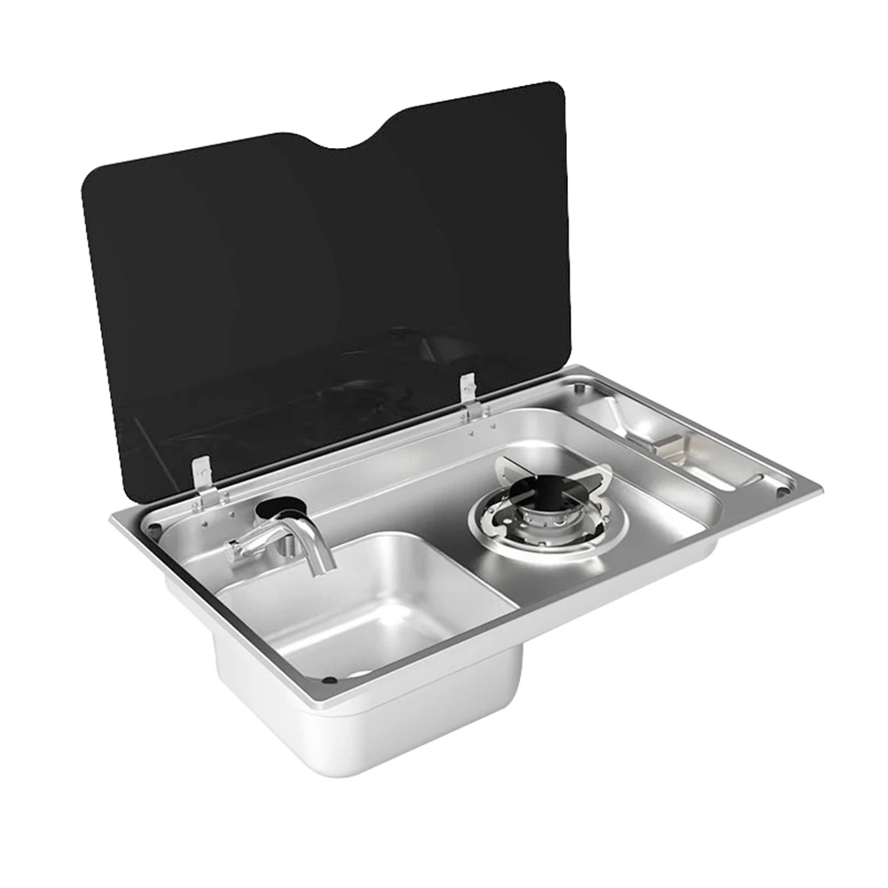 

Integrated RV Sink Gas Stove RV Stainless Steel Sink With Gas Stove Slide Out Kitchen For Camper Trailer Caravan Motorhome
