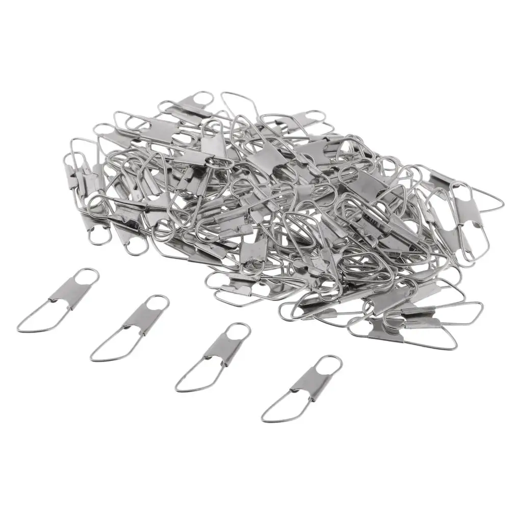 

100 Pcs Fishing Interlock Snaps Safety Carabiners Connectors 4 Sizes