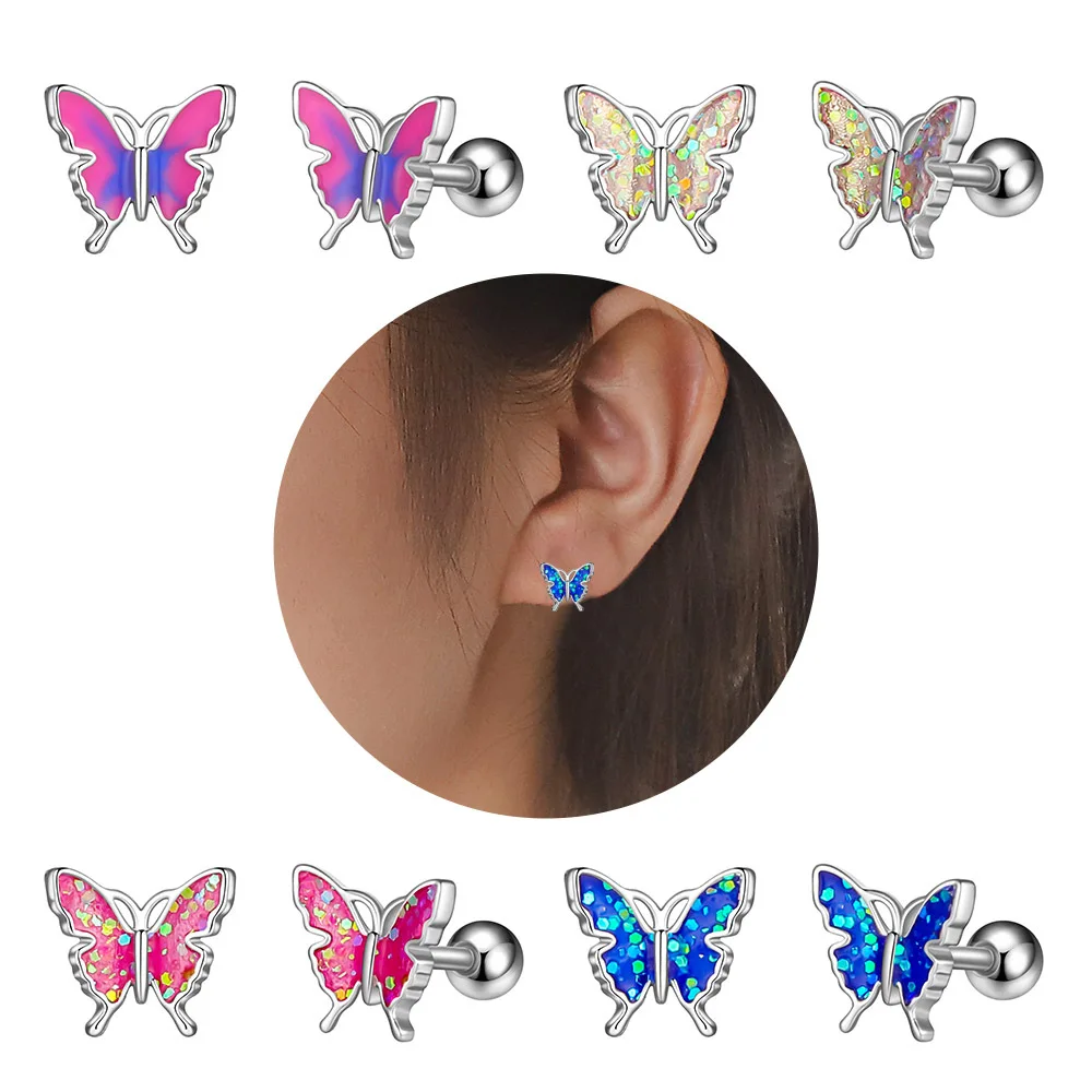 

Gofei Brand 1Pcs Rainbow Sequins Butterfly Tongue Piercing Barbell 14G Tongue Surgical Steel Bars Tounge Ring Unisex Jewelry