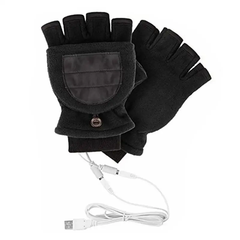 USB Heated Gloves Flip Heated Electricity Powered Gloves USB Heated Gloves Mitten Hand Warmer For Indoor Outdoor Cold Weather