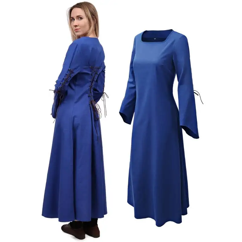 

DAZCOS Medieval Dress Women Long Sleeve Maxi Robe Vintage Dress Renaissance Celtic Viking Gothic Clothing Fantasy Ball Gown