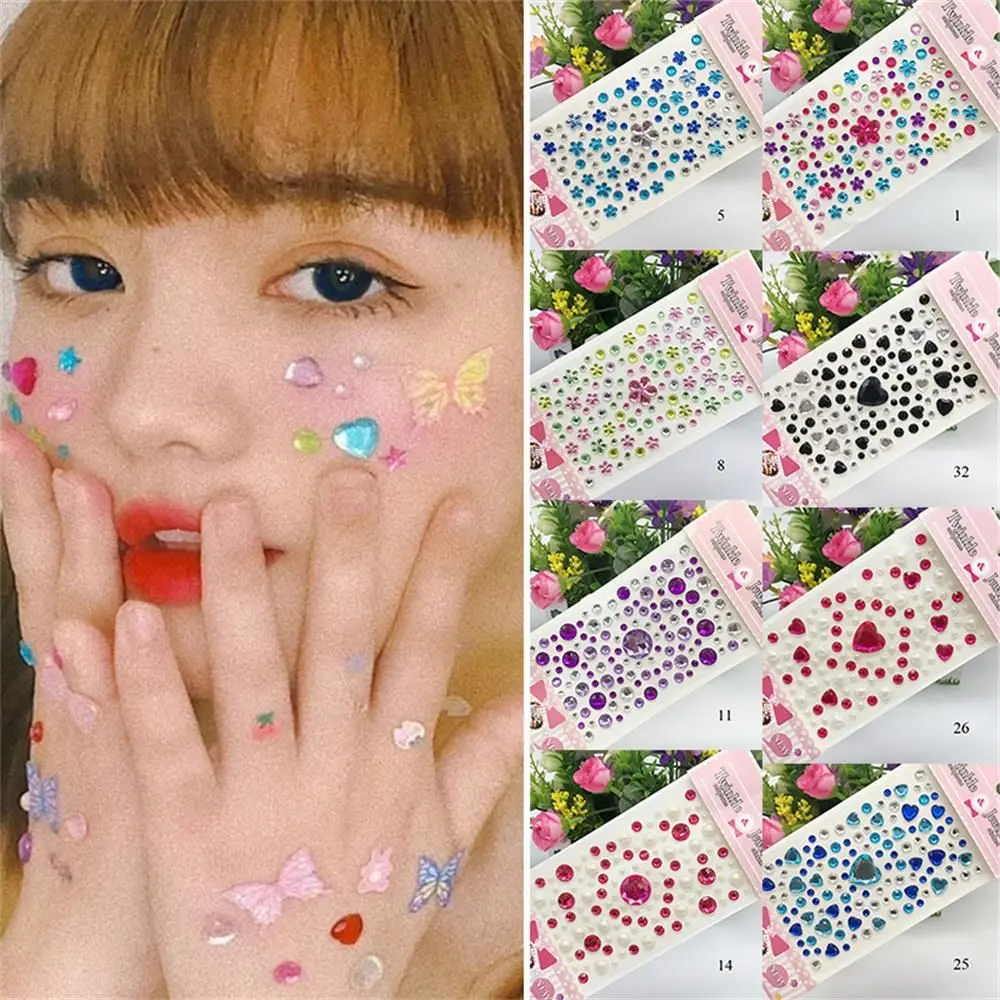 

Face Gems Adhesive Rhinestone Jewels Stickers Festival Fancy Party Body Glitter DIY 3D Crystal Tattoo Stickers