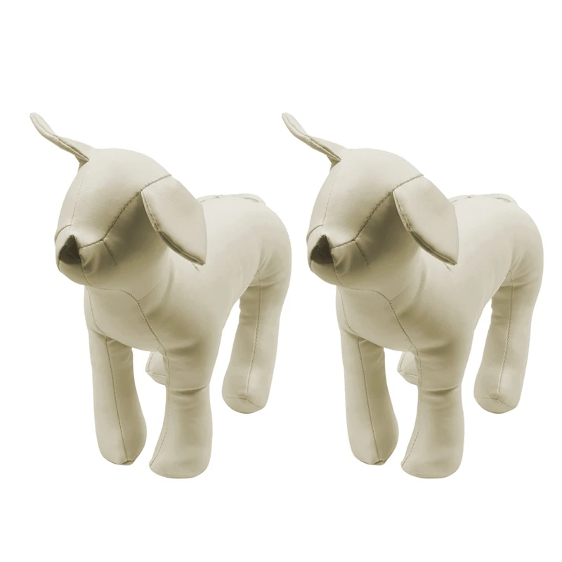 

2X Leather Dog Mannequins Standing Position Dog Models Toys Pet Animal Shop Display Mannequin White S