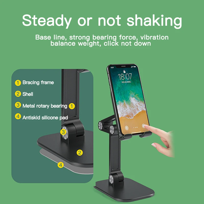 RYRA Folding Mobile Phone Stand Adjustable Telescopic Desktop Bracket Suitable for 4-7.9 inch mobile phones/4-12.9 inch tablets
