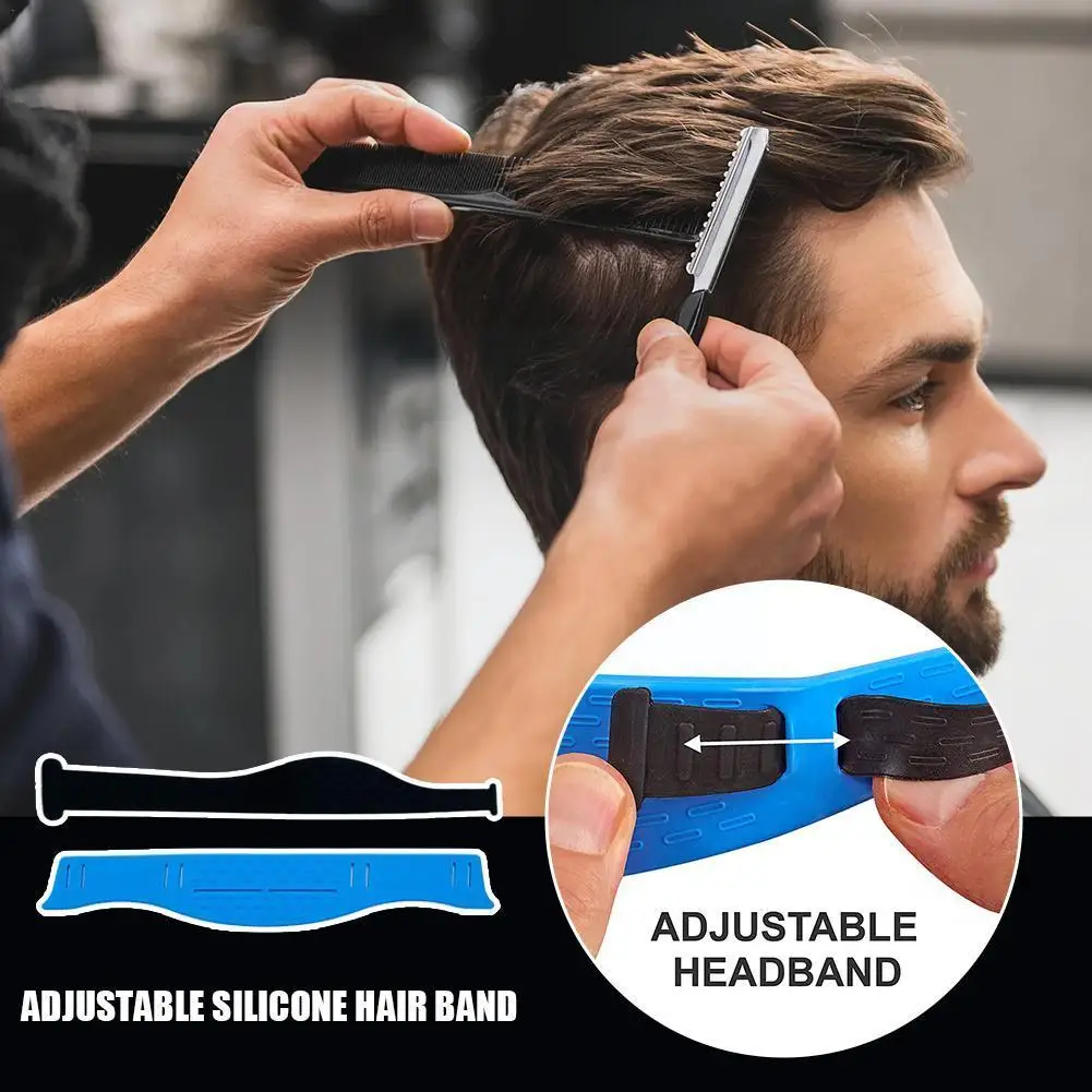 

Haircuts Curved Headband Adjustable Hair Band Silicone Hair Shaving Hair Cutting Neckline Guide Template Hair Styling Band T3R3