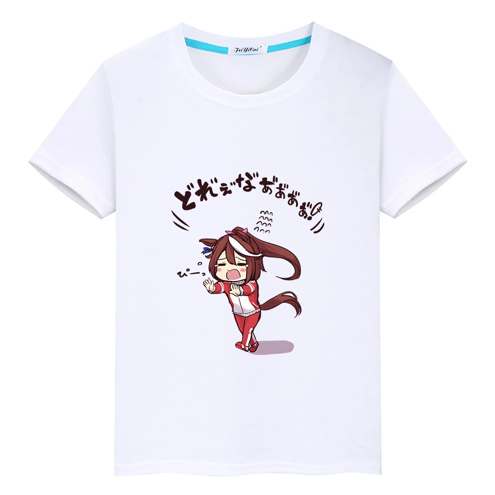 

Uma Musume Pretty Derby T-shirt 100% Cotton Boys and Girls Cute Tee-shirt Kawaii Cartoon Children Kids Tshirt Summer Soft Shirts