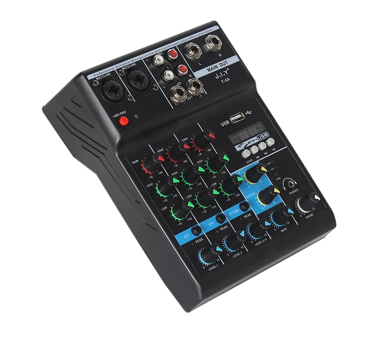 

mini 4 channel usb audio mixer console for USB Record PC Playback 48V Phantom Power