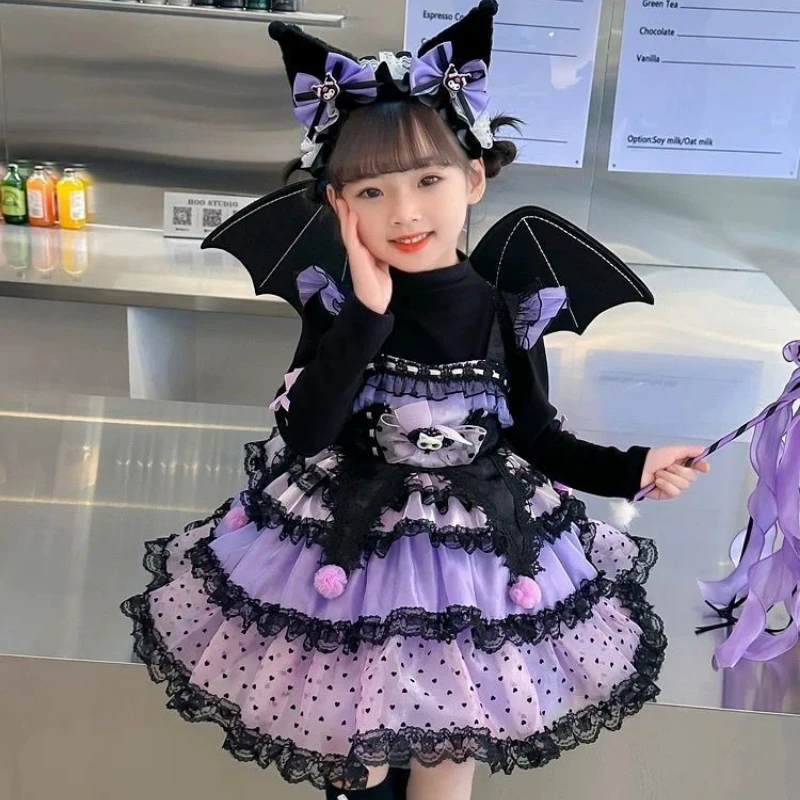 Фото Платье принцессы Sanrio для косплея на Хэллоуин, аниме-костюм Куроми в стиле Лолита, рождественский костюм, пышная юбка с крыльями и ожерельем, подарок для девочек №5