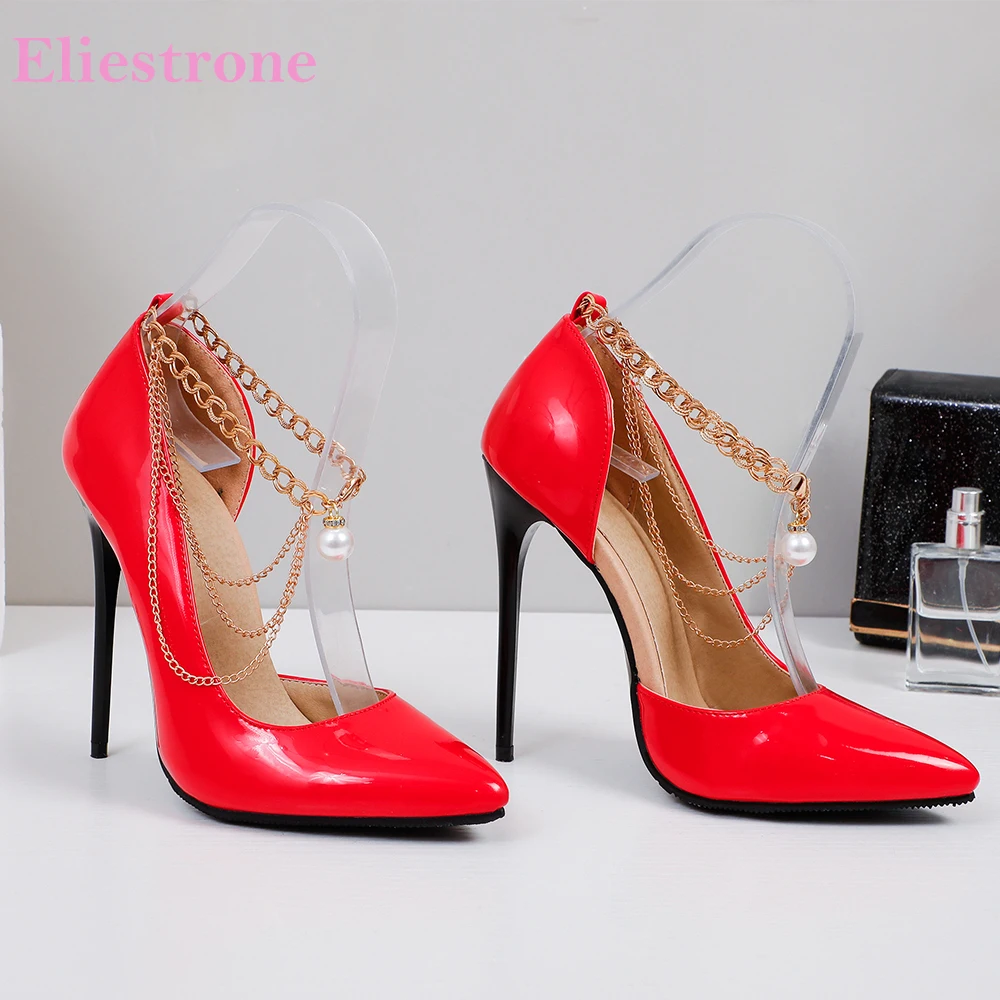 

2022 Brand New Glossy Red Black Women Wedding Pumps Sexy Super High Gladiator Heels Lady Bridal Shoes Small Big Size 12 30 45 48