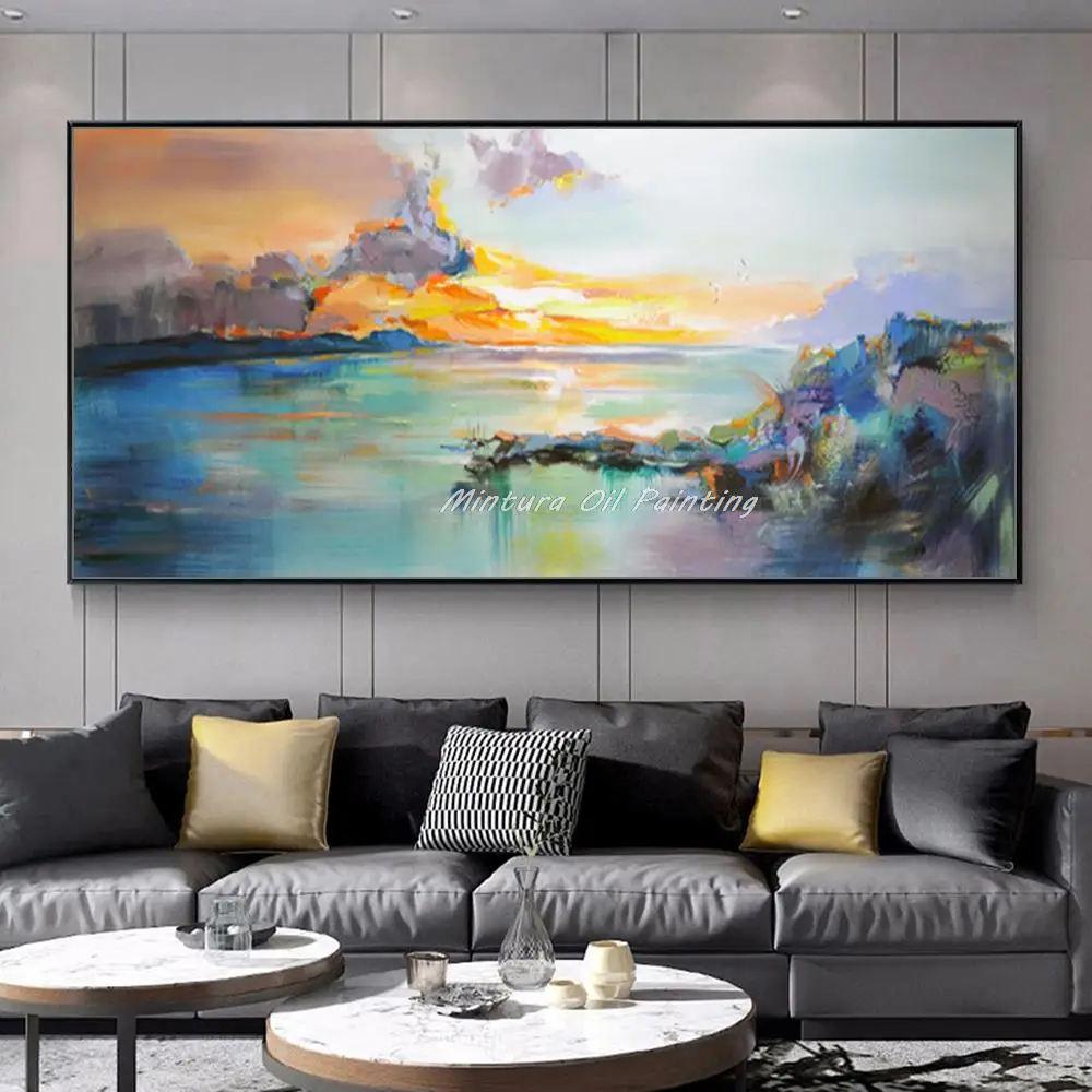 

Mintura Large Sise Handpainted Abstract Landscape Oil Painting On Canvas Modern Home Decoration For Living Room Wall Art Picture