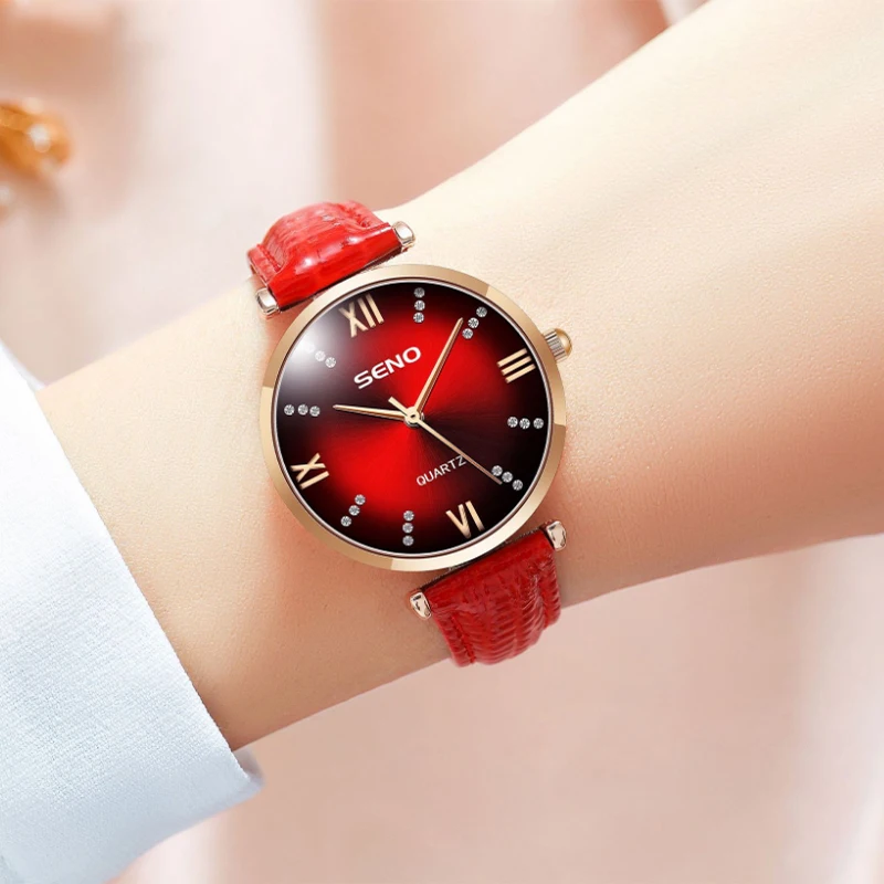 Luxury Strap Watches For Women 2022 Circular Red Fashion Ladies Watch Waterproof Dropshipping Gifts Zegarek Damski Montre Femme