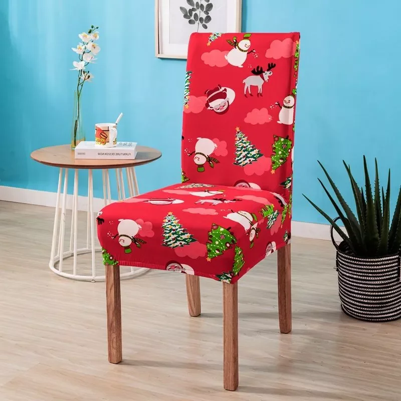 

Elastic Christmas Printing Dining Chair Slipcover Modern Removable Anti-dirty Kitchen Stretch Chair Cover for Banquet