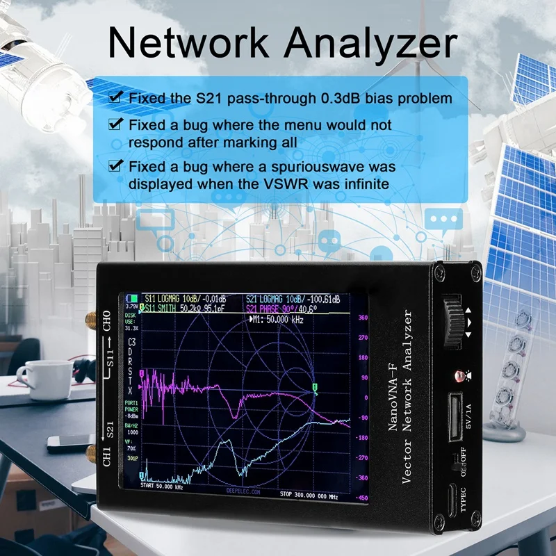 

Network Analyzer 50Khz-1000Mhz Digital Display Touching Screen MF HF VHF Antenna Analyzer