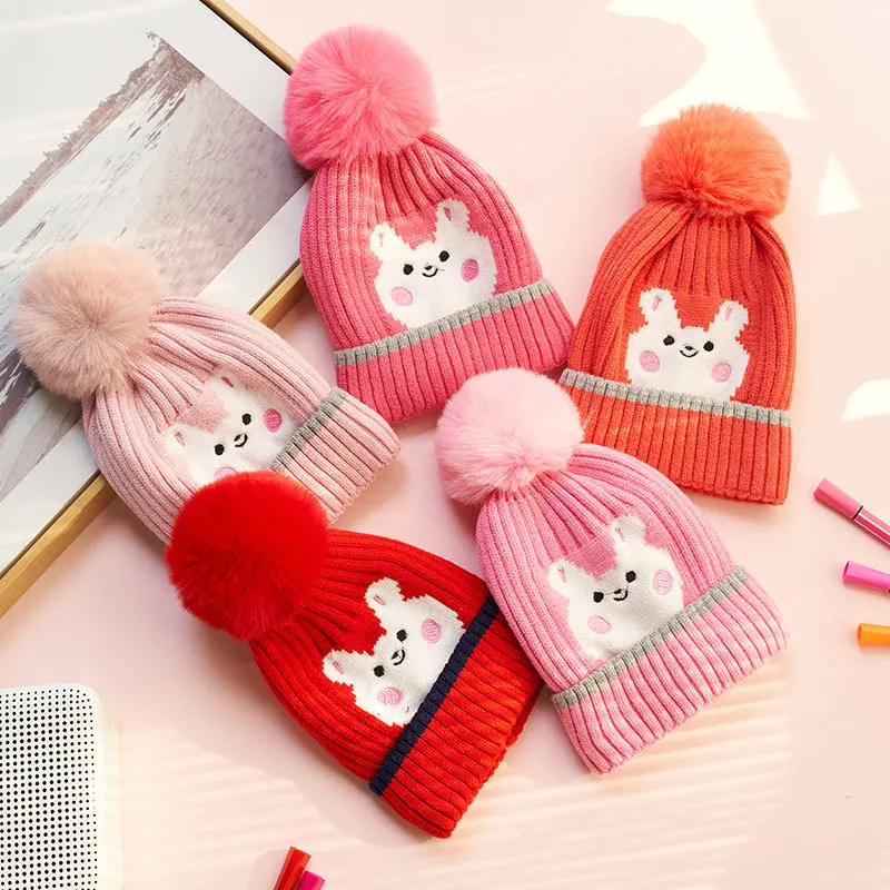 

Флисовая Вязаная Шапка-бини для детей и девочек