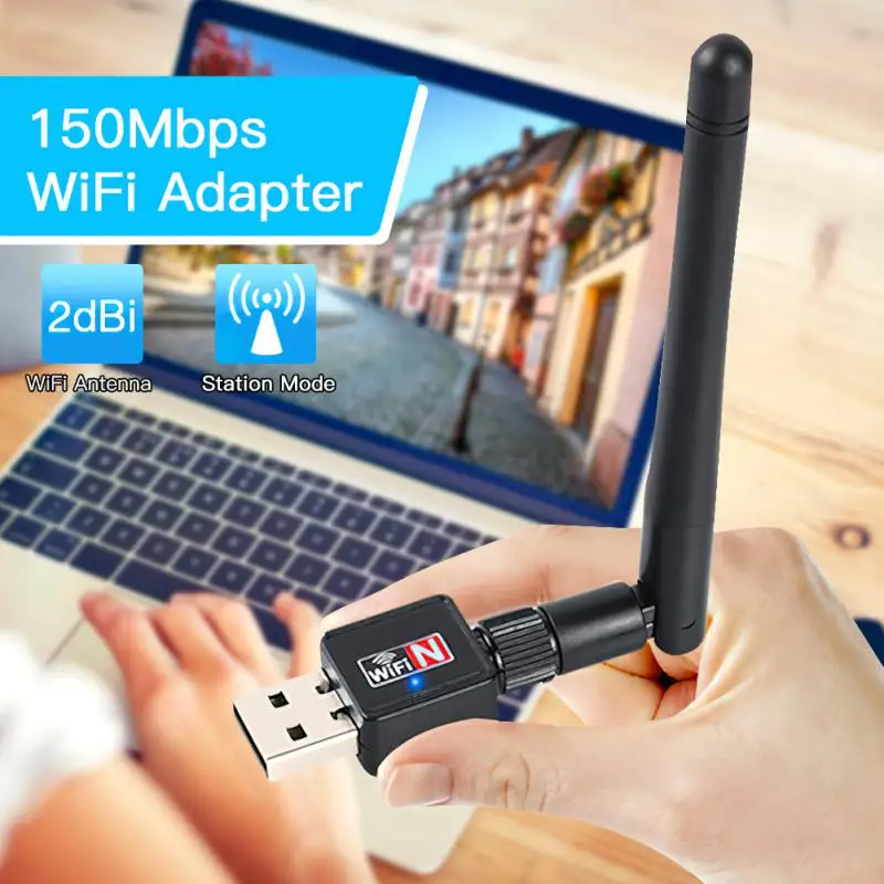 

USB WiFi Adapter 150Mbps 2.4GHz Antenna USB 802.11n/g/b Ethernet Wi-Fi Dongle USB LAN Wireless Network Card PC WiFi Receiver