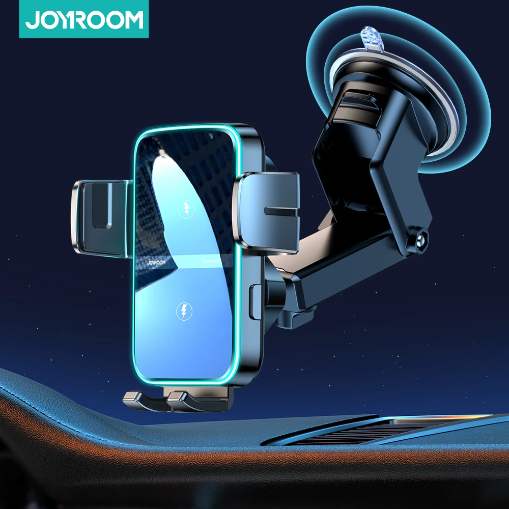 Joyroom Dual Coil Car Phone Holder 15W Automatic Fast Wireless Charger Phone Holder Car Mount For iPhone Sumsang Foldable Galaxy