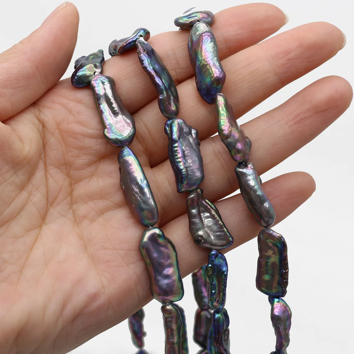 Natural Freshwater Pearl Black Rectangle Irregular Pipa Pearl Beads For Jewelry Making DIY Bracelet Earrings Necklace Accessory