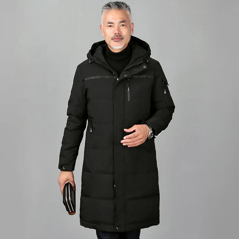 Men's Coats Winter Down Coat For Father Long Casual Duck Down Jacket  Men Parkas Padded Hooded Feather Jacket Man Overcoat
