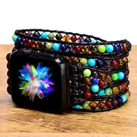 5 layer colorful natural stone for apple watch strap 38mm45mm bohemia beaded band smartwatch wrist bracelet for iwatch series7