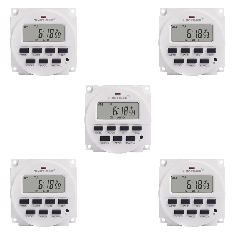 

HLZS-5X SINOTIMER TM618SH-1 1Second Weekly Programmable Digital Timer Automatically Turn On Off Microcomputer Time Relay 110V