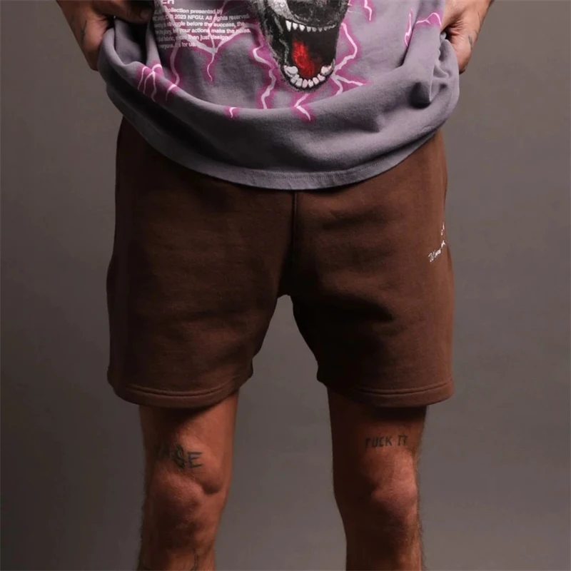 Шорты мужские с вышивкой хлопок уличная одежда повседневные свободные штаны для