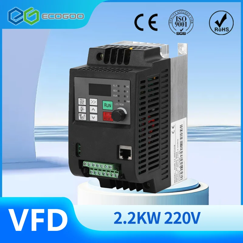 2.2KW /1.5KW VFD Variable Frequency Drive, 110V 220V Inverter Converter 1HP Input 3HP Output CNC Spindle Motor Speed Controller.