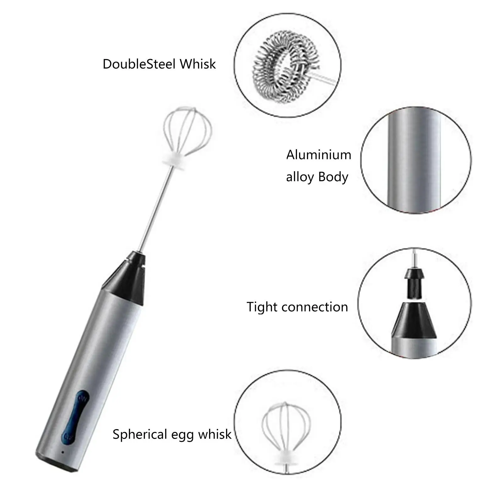 Electric Milk Frother Egg Beater with 3 Mixing Heads Mixer Blender for Frappe Drink maker