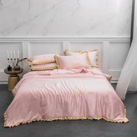 evich customizable pink 3pcs comforter bedding sets luxury single and double queen multi size pillowcase sheet home textile