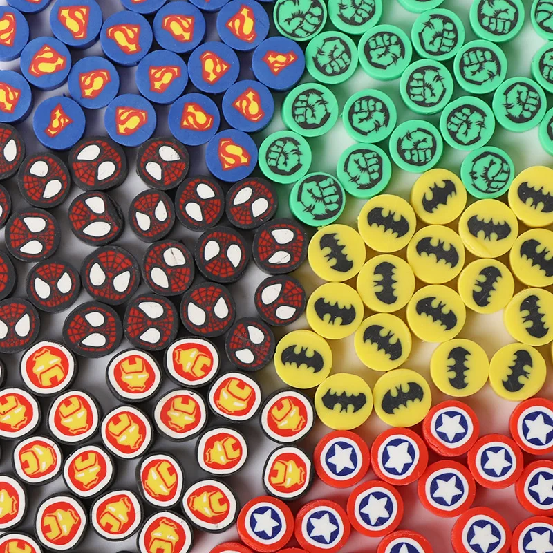 Бусины из полимерной глины 20/50 шт., рисунок супергероя из мультфильма, аксессуары для ожерелий ручной работы