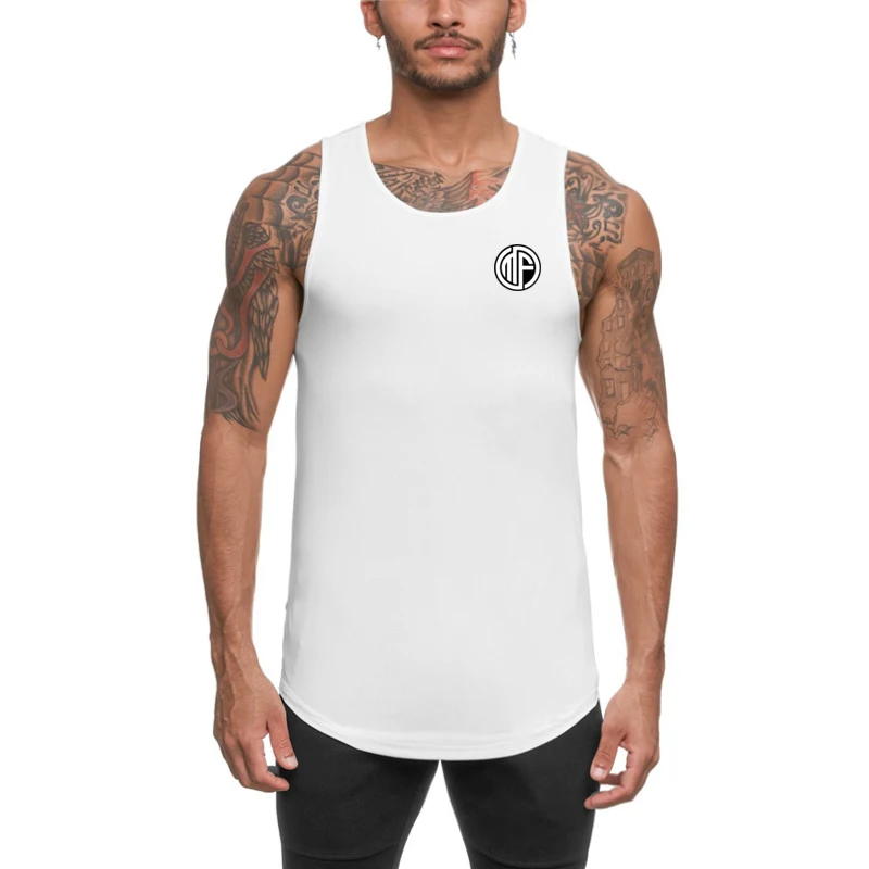 Summer Men simple Fashion Print Slim fit Tank Tops Bodybuilding Singlets show Muscle Fitness comfortable Vest