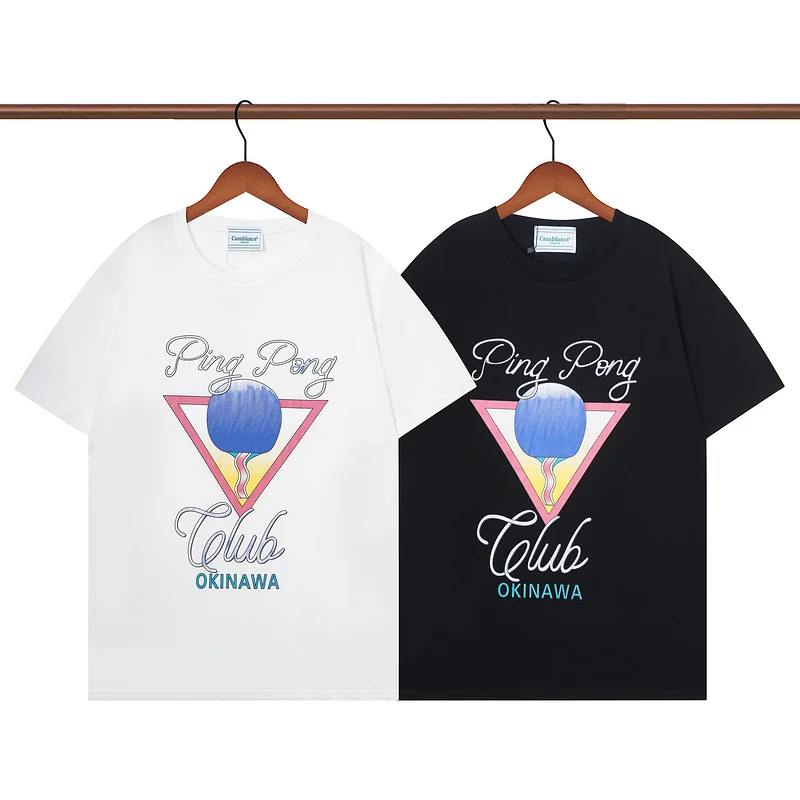 

High Quality Casablanca Fashion T-shirt Men New Arrival Casablanca Table Tennis Print Vintage Tee T Shirt Summer Style