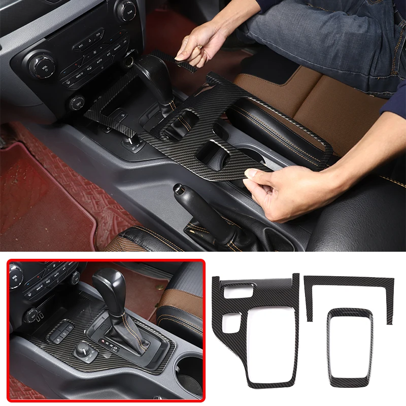 ABS Carbon Faser für Ford Ranger 2015-2022 Center Konsole Getriebe Shift Panel Abdeckung Trim Rahmen Aufkleber Auto Innen zubehör