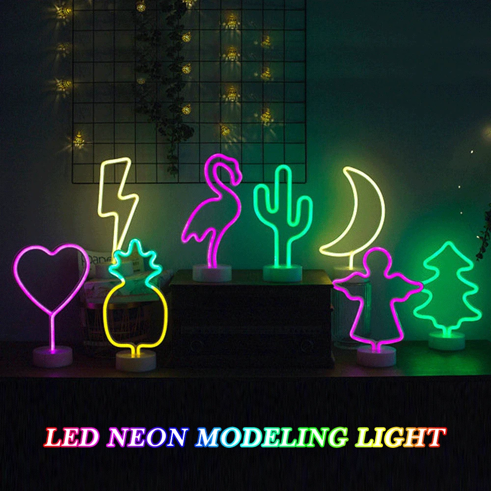 

LED DC 3V Pentagram Flamingo Lamp Night Lights Neon Decorative Light Background Creative Table Lamps Modeling Shape Atmosphere