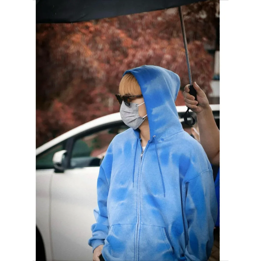 NIGO Мужская стираная синяя волна с буквенным принтом на молнии толстовка длинными