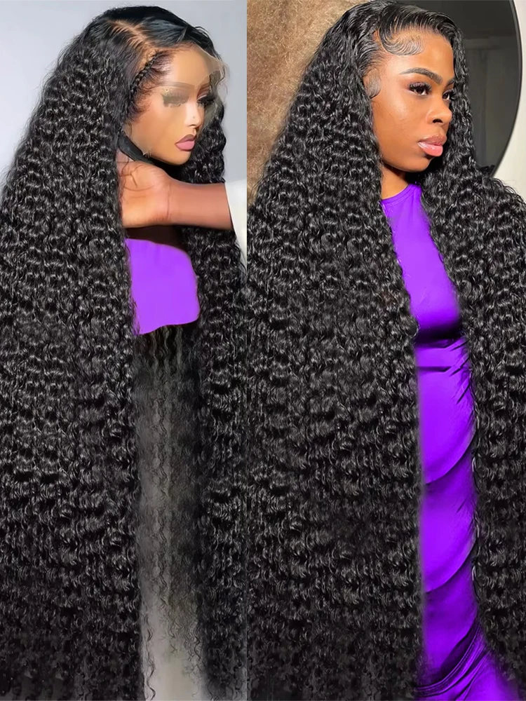 250% вьющийся парик из натуральных волос на кружеве 30 40 дюймов 13x6 Hd Lace Frontal Wig Deep Wave