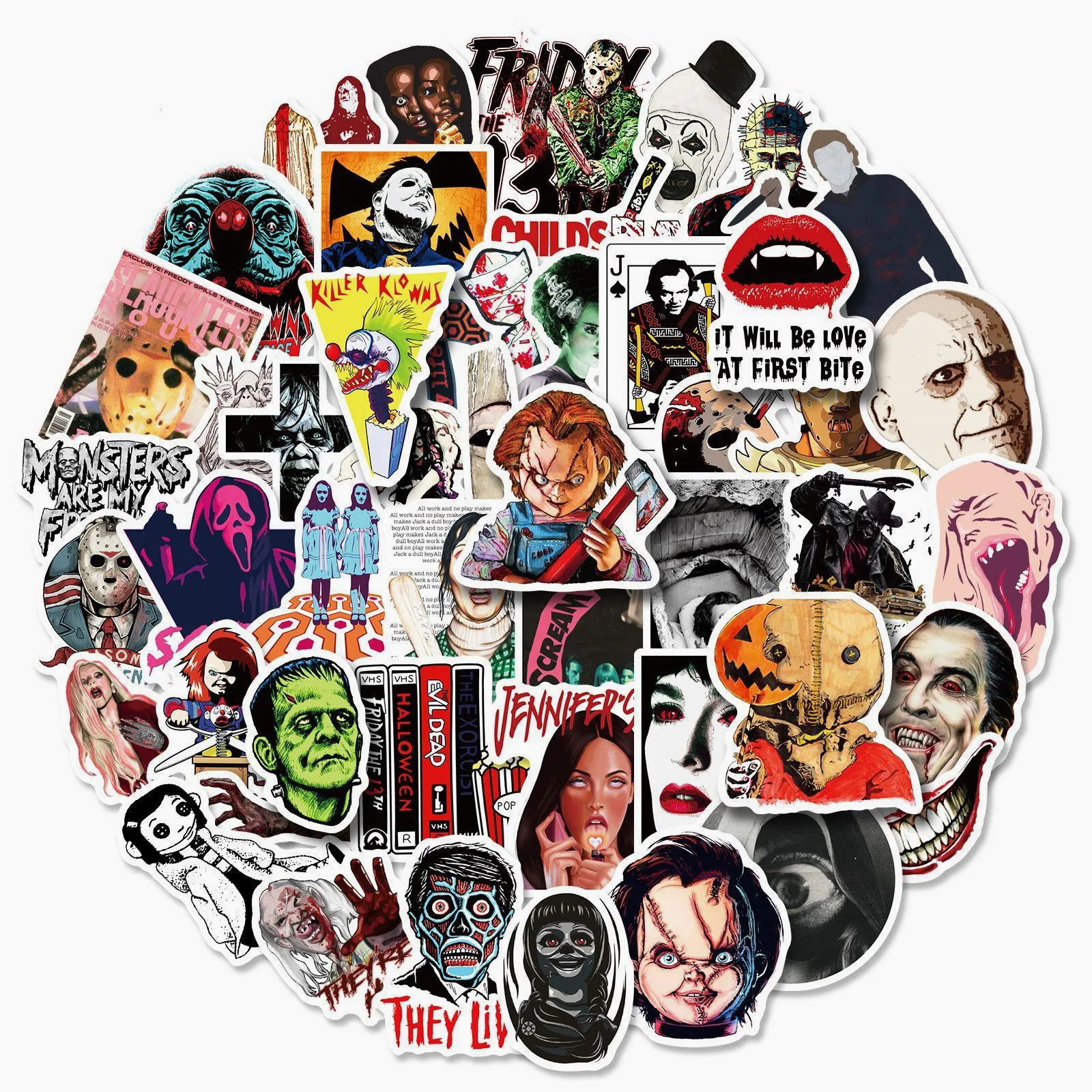 

50 шт., наклейки на стену с изображением из фильма «ужасы»