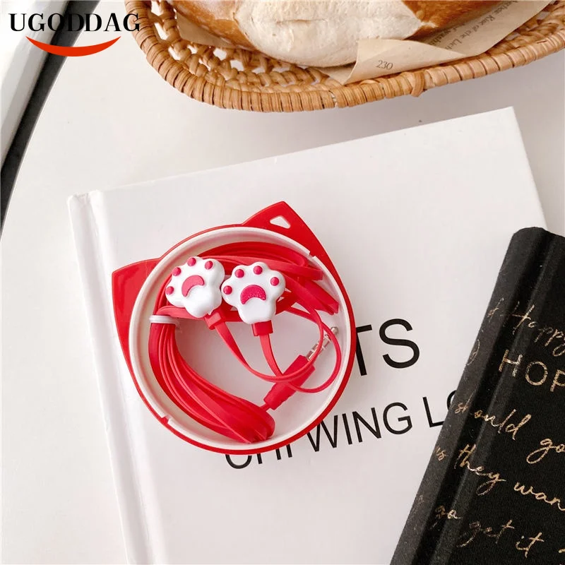 On-ear headphones ear phones Gamer Cartoon cat paw headset Wired earbuds handfree Earplugs with microphone For xiaomi air 2 se |