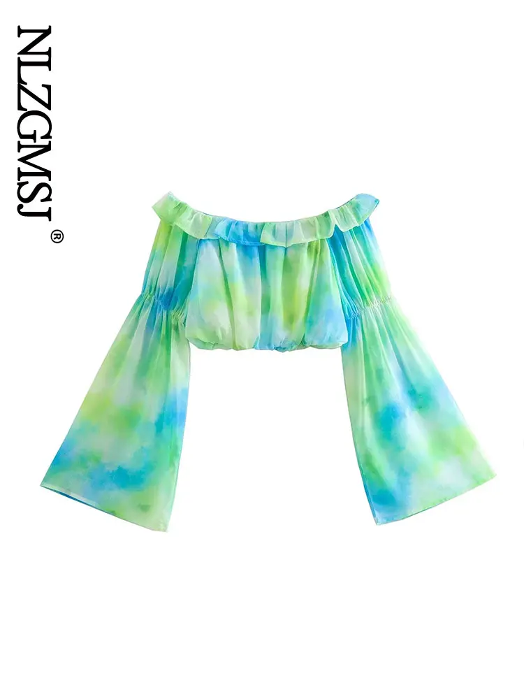 

Женская модная короткая блузка с вырезом лодочкой Nlzgmsj 2022, Женская Сексуальная Блузка с длинным рукавом, женская рубашка, шикарные топы 202208