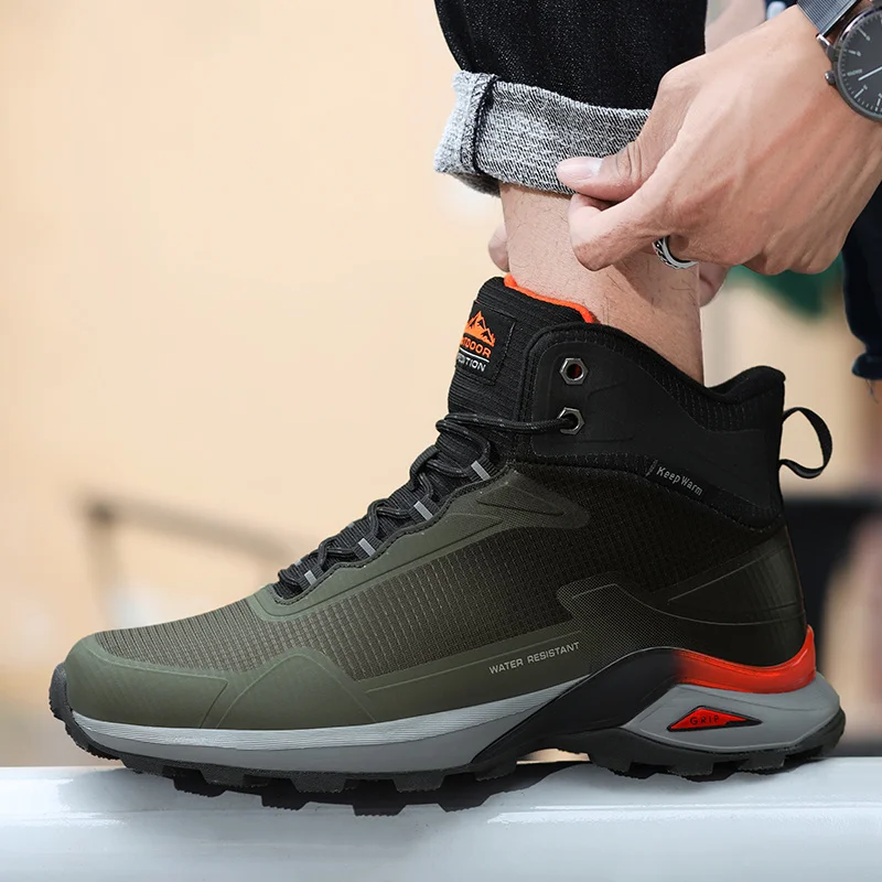 SALUDAS Waterproof Trail Running Shoes Winter Outdoor Camping Boots Jungle Camping Warm Non Slip Big Size 48 Hiking Shoes