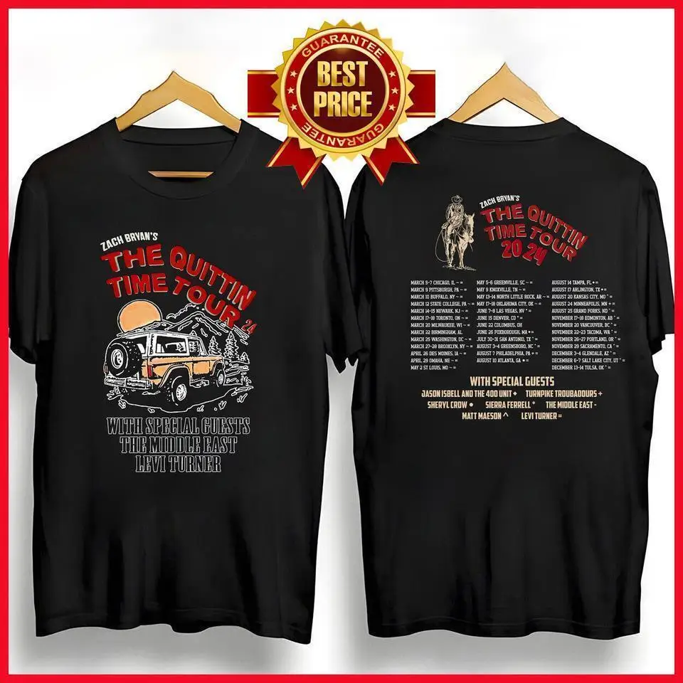 Zach Bryan Shirt 2024 The Quittin Time Tour унисекс футболка S-5XL