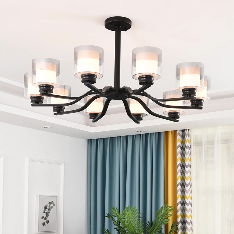

YUNYI Modern Minimalist Metal Glass Chandelier Nordic Style American Living Room Restaurant Pendant Lamp