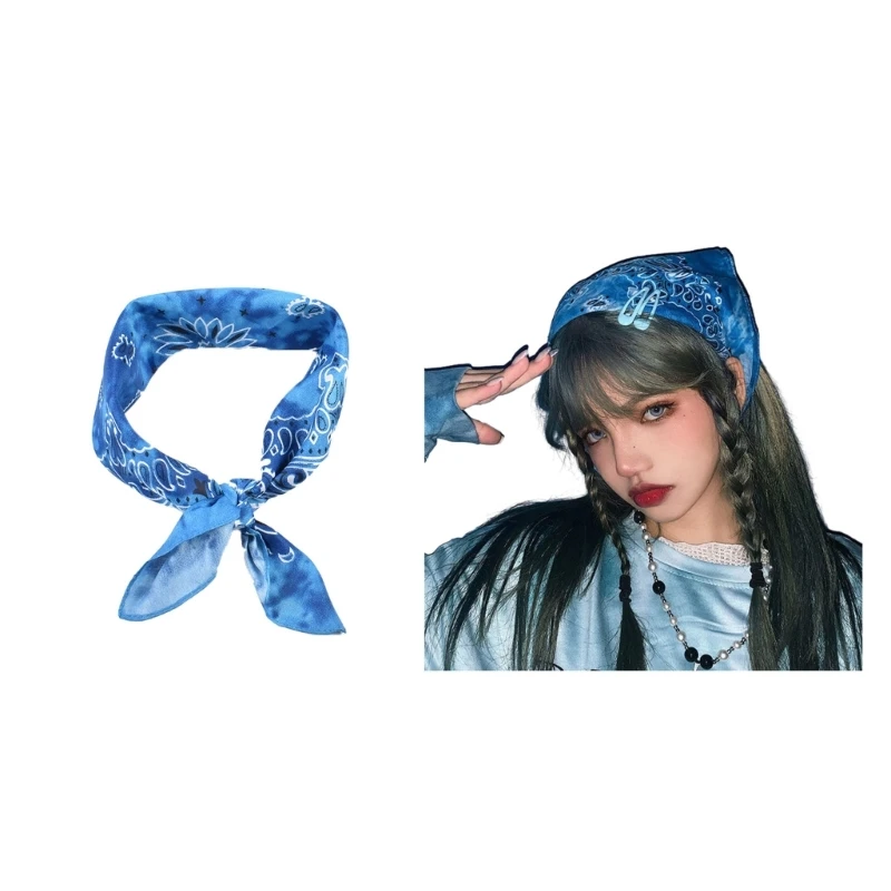 

Y2K Style Hiphop Bandana Turban Headscarf Tie-Dye Print Hairband Outdoor Headband for Hot Girls Daily Hair Accessory Dropship