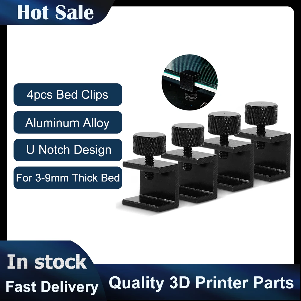 

3D Pritner Parts 4pcs Glass Heated Bed Clip Clamp Heatbed clip Aluminium Alloy Ultimaker Hotbed Build Platform Retainer