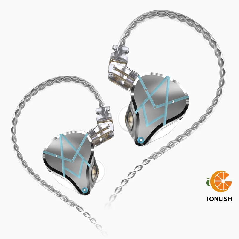 

TONLISH KZ ASX металлические проводные наушники 10BA Наушники Hi-Fi с микрофоном и съемным кабелем