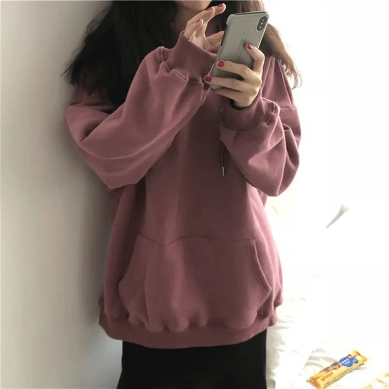 

Новинка Осень-зима свободная Корейская версия однотонный топ с длинным рукавом с принтом однотонный плюс бархатный плотный свитер