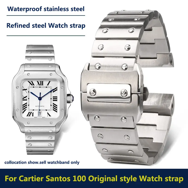 Для Cartier Santos 100 оригинальный стиль ремешок для часов изысканной стали 20 23 мм
