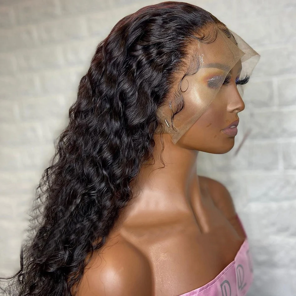 Парики женские кудрявые из натуральных волос с глубокой волной 13x6 дюймов