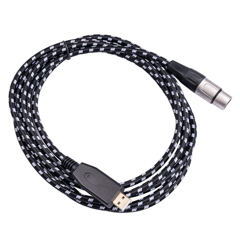 

3-метровый двухэкранированный шумоподавляющий кабель USB к XLR Canon с гнездовым микрофоном, кабель для записи с поддержкой USB2.0/1,1 для Mac OS