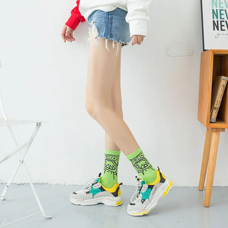 3 Pairs/Box Streetwear Grimace Devil Dinosaur Pack Gift Stockings Cotton Harajuku Hip Hop Printed Fashion Soft Men Women Socks