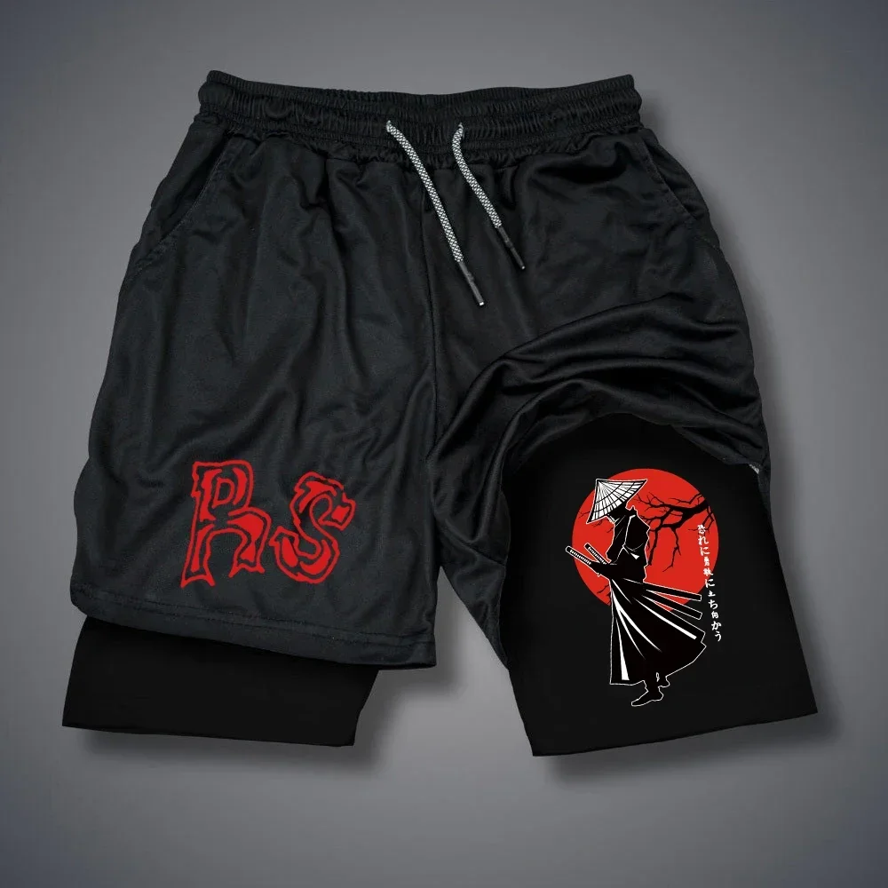 Мужские Быстросохнущие Шорты С Принтом Rs Уличная Одежда Короткие Брюки 2-в-1